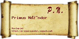 Primus Nándor névjegykártya